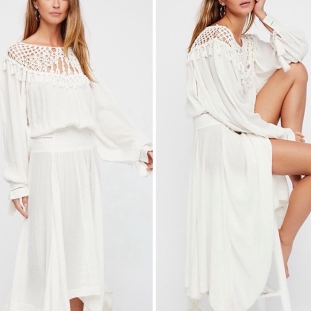 Free People Camille white Maxi dress.